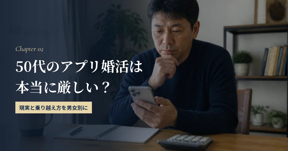 マッチングアプリで50代の現実は厳しい？おすすめの乗り越え方を男女別に解説