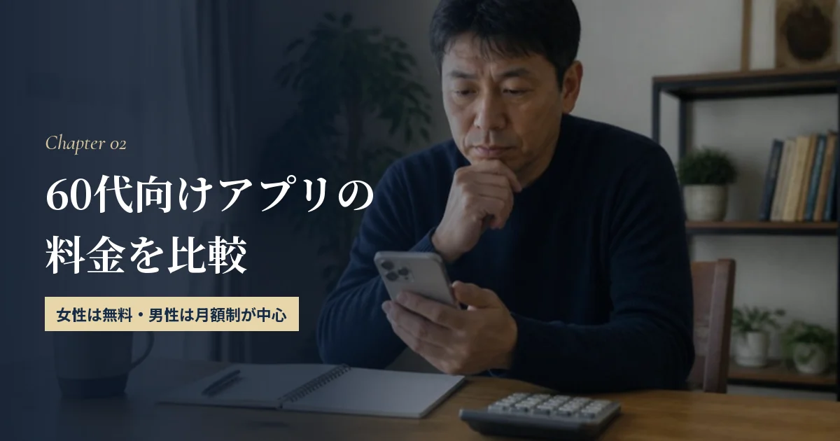60代向けマッチングアプリの料金を比較