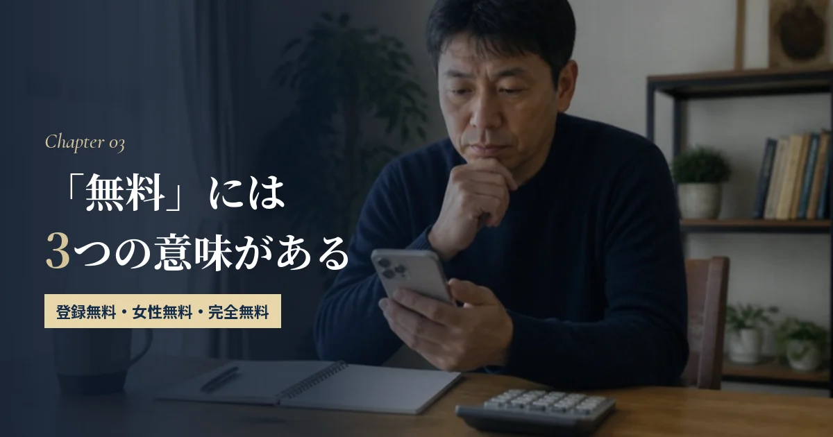 マッチングアプリの「無料」には3つの意味がある